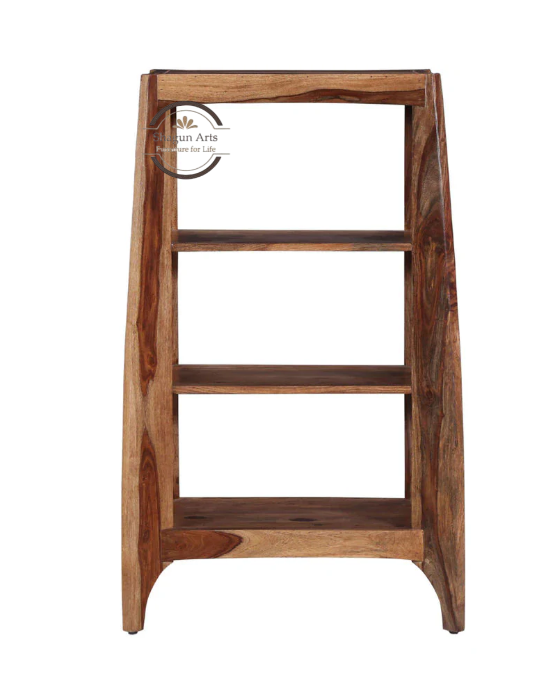 Crossroads Sheesham Wood Bookshelf with Multi-Level Open Storage In Warm Walnut Finish