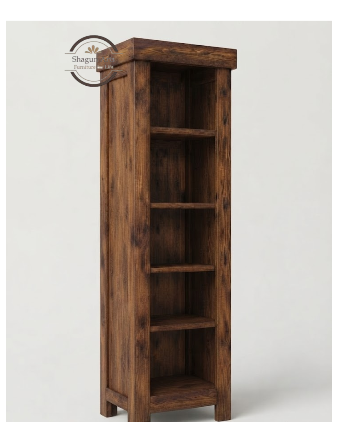 Stanfield Solid Sheesham Wooden 4-Tier Corner Book Shelf In Natural Brown Finish