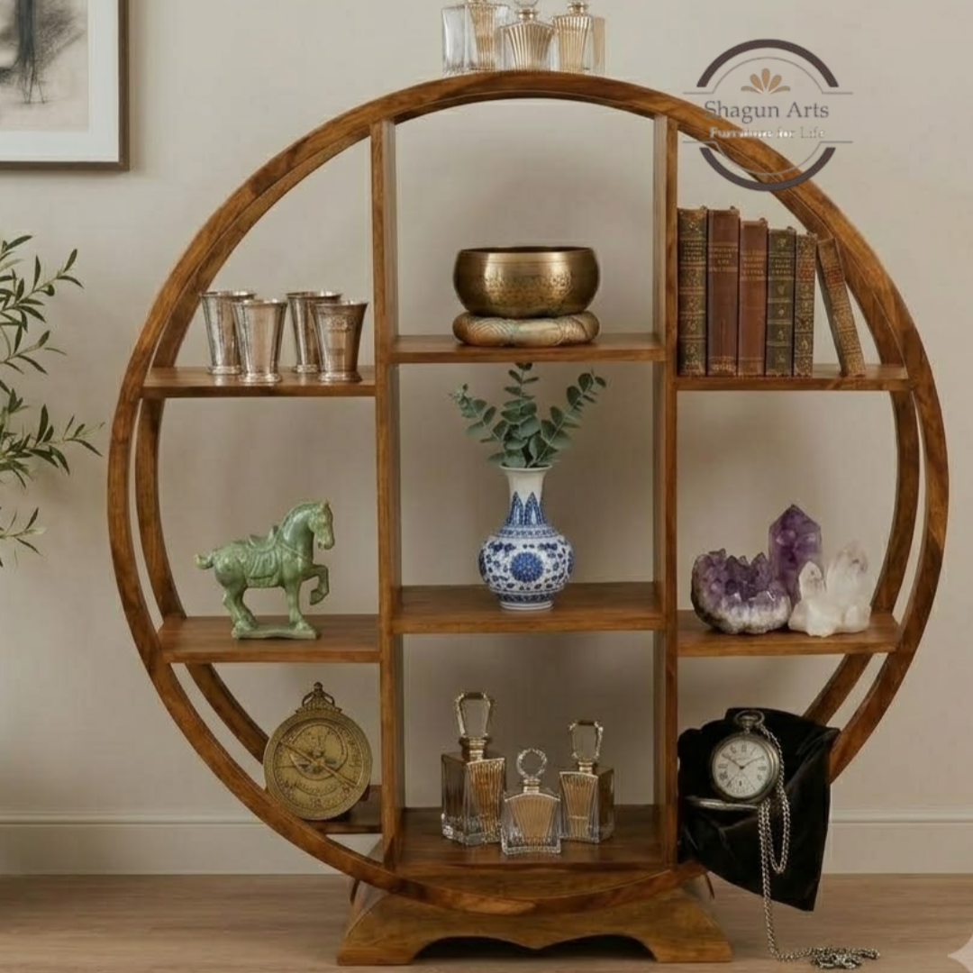 Fintan Solid Wood Circular Display Shelf