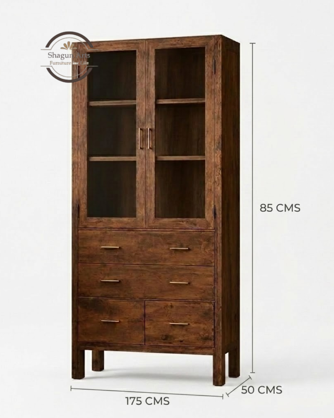 Emerson Solid Sheesham Wood Book Shelf In Provencial Teak Finish