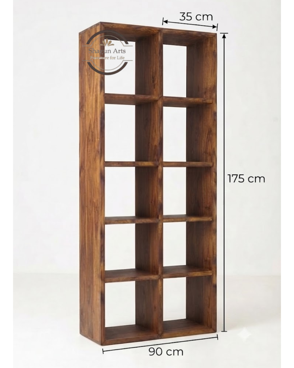 Hayao 8 Sheesham Bookshelf Cube Book Shelf In Natural Brown