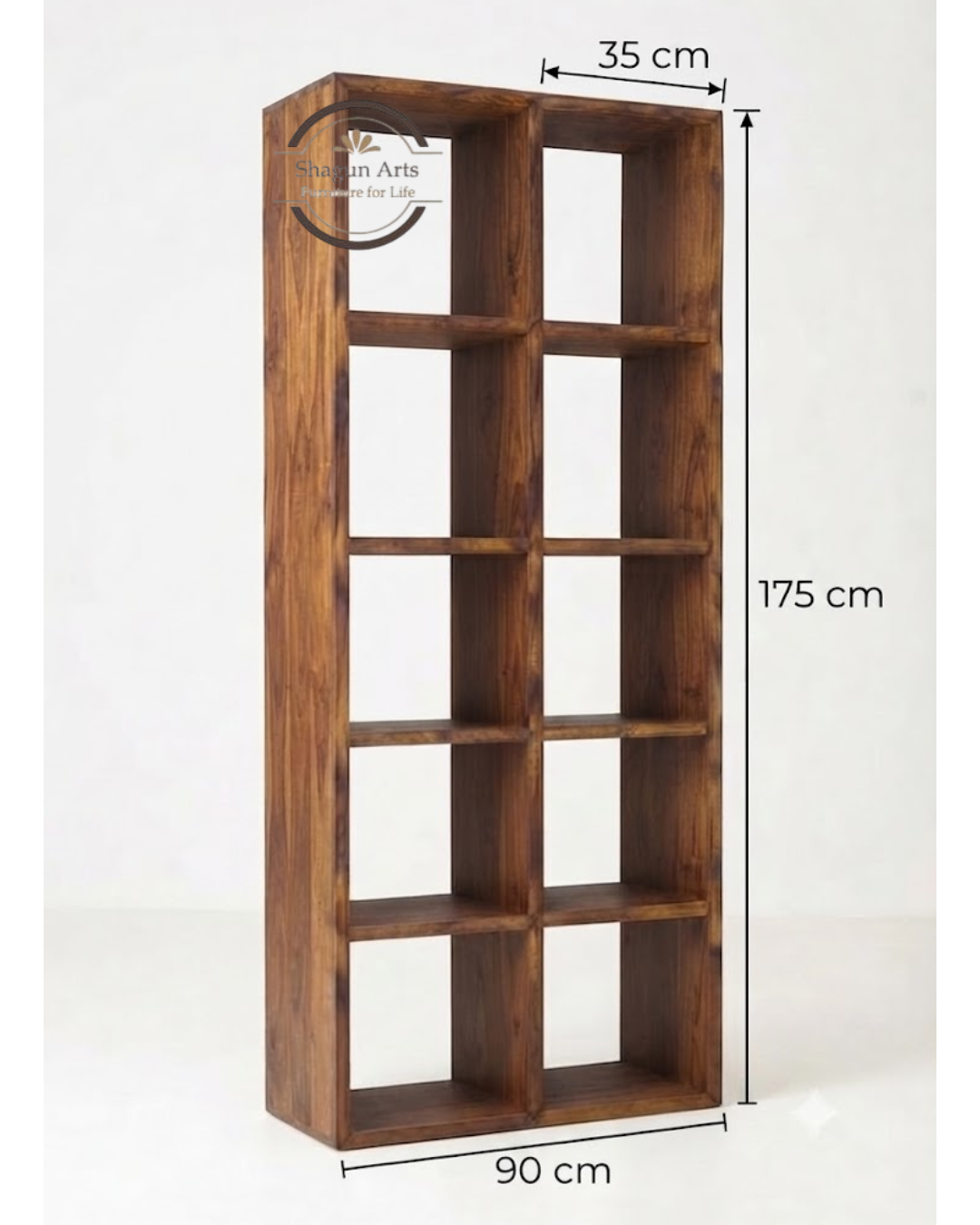 Hayao 8 Sheesham Bookshelf Cube Book Shelf In Natural Brown