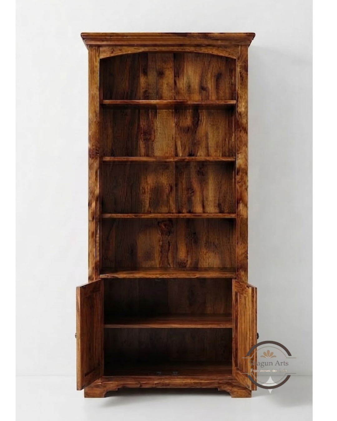 Essex Sheesham Wood Bookshelf with Cabinet Book Shelf