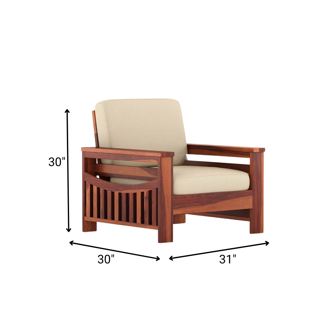 Xander Solid Sheesham Wood Single Seater Sofa