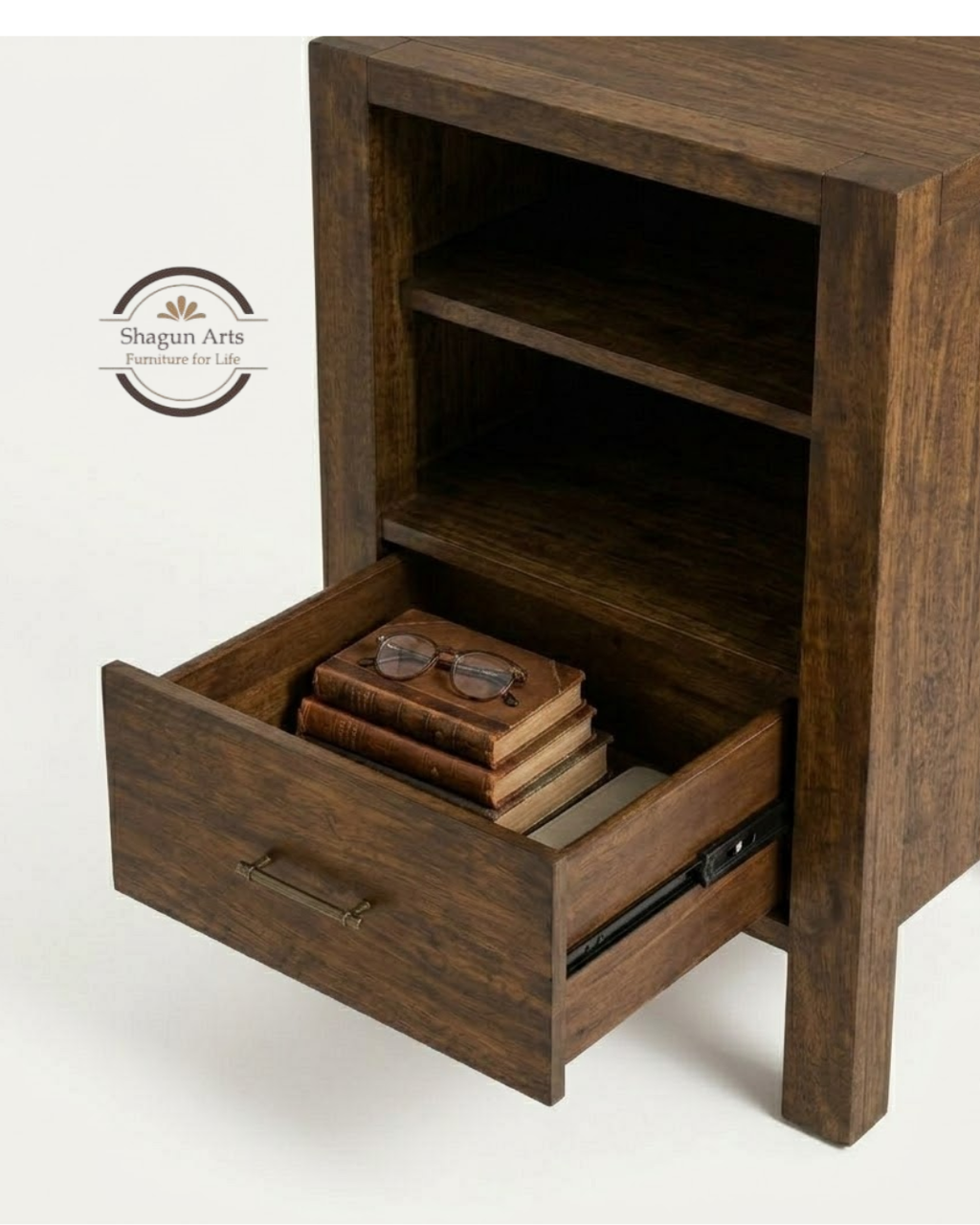 Vayaka Solid Sheesham Wood Cabinet In Honey Oak Finish