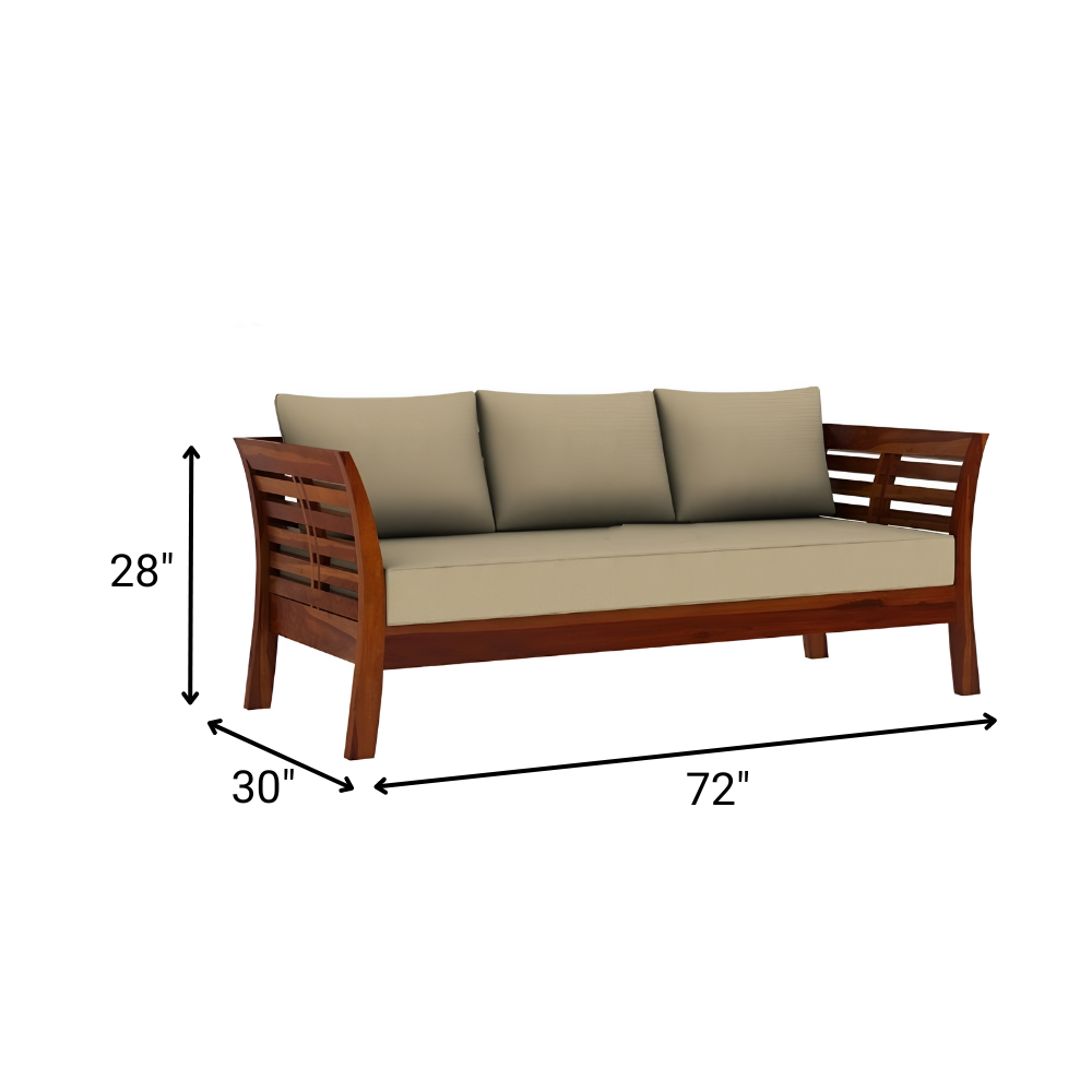 Nova Solid Sheesham Wood 3 Seater Sofa
