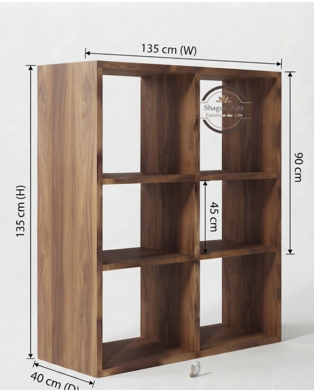 Hayao 6 Cube Solid Sheesham Book Shelf In Natural Brown Finish