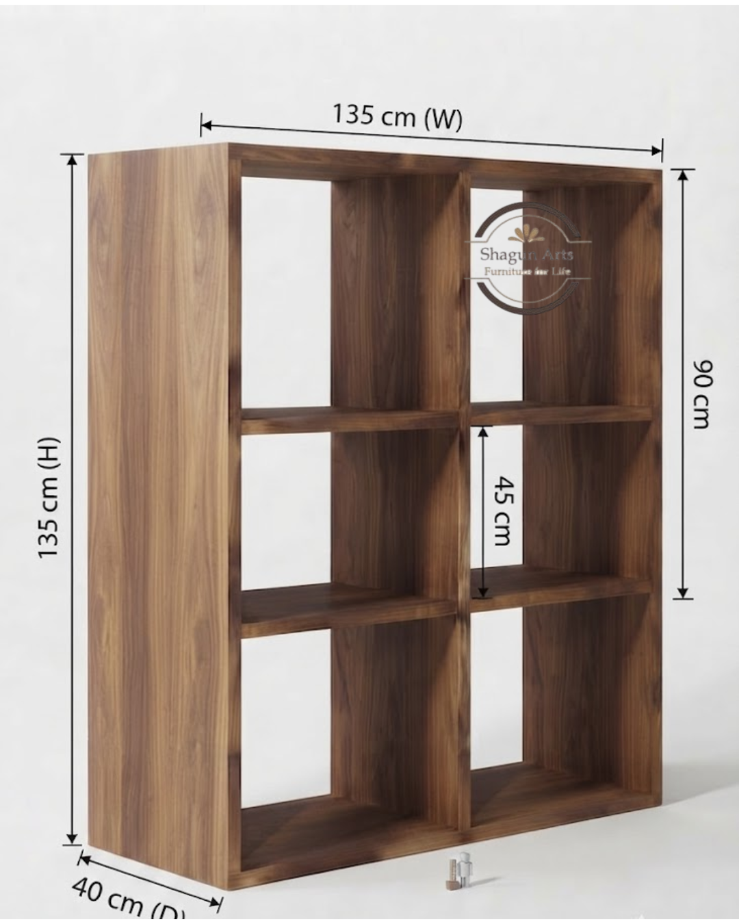 Hayao 6 Cube Solid Sheesham Book Shelf In Natural Brown Finish