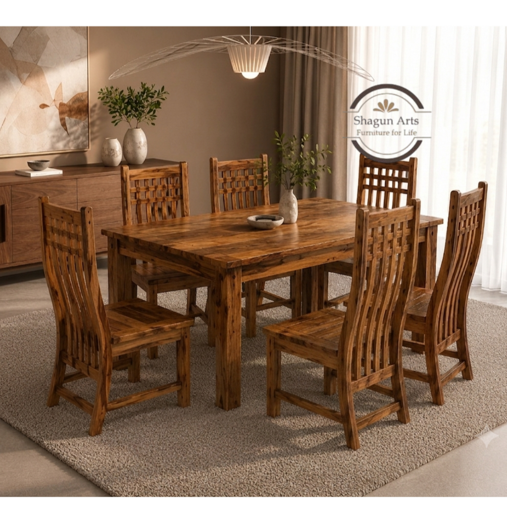 Artisan Crafted Solid Wood Dining Set