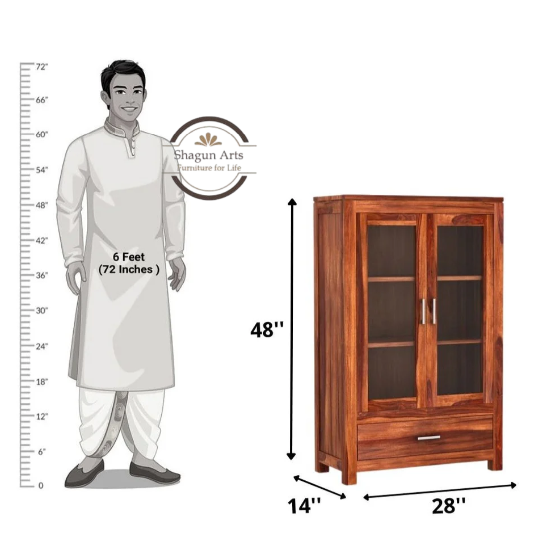 Briar Solid Wood Glass Door Display Cabinet