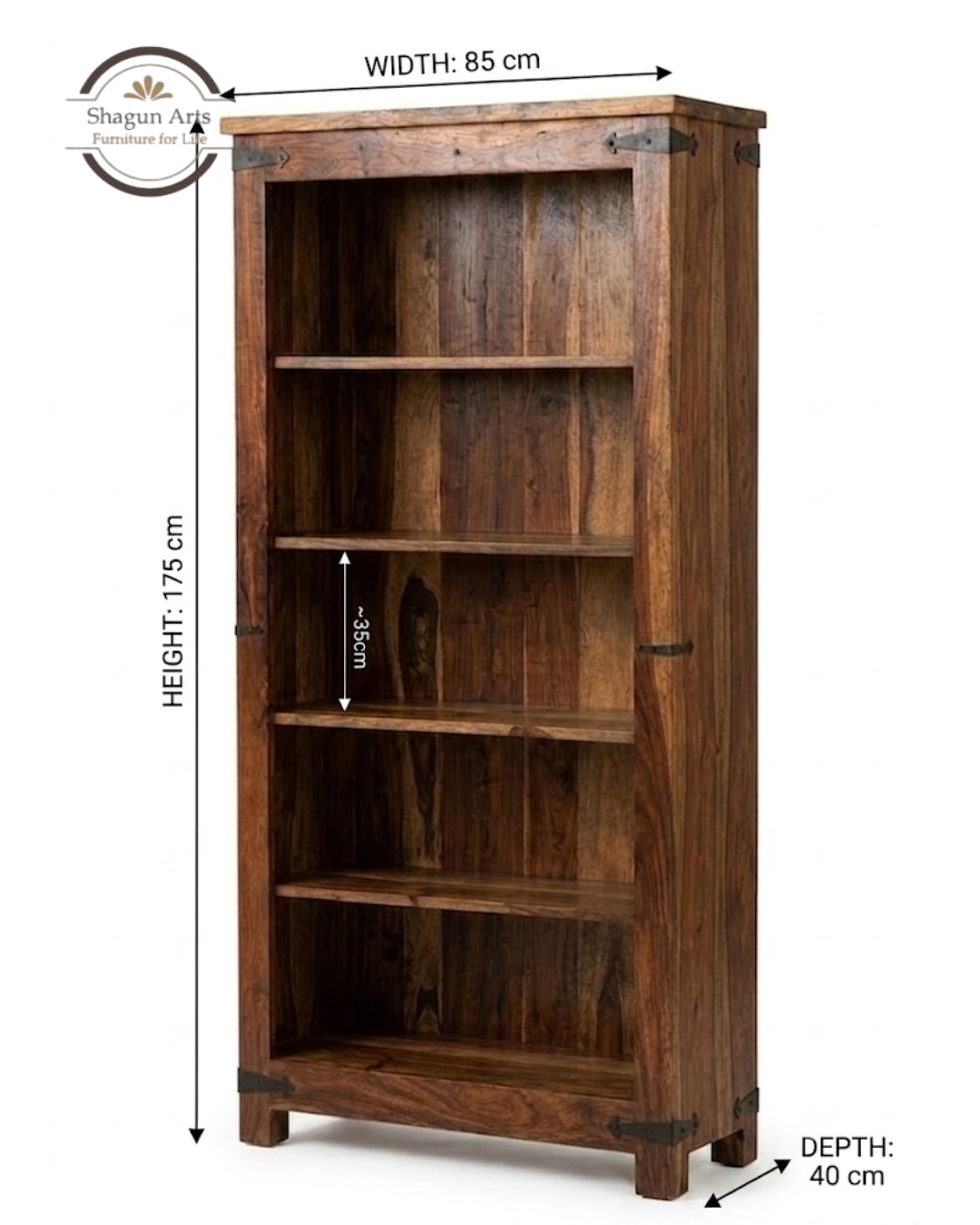 Siramika Solid Sheesham Wood Book Shelf in Honey Oak Finish