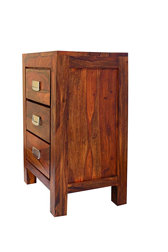 Swirl Bed Table with 3 Drawer for Living Room