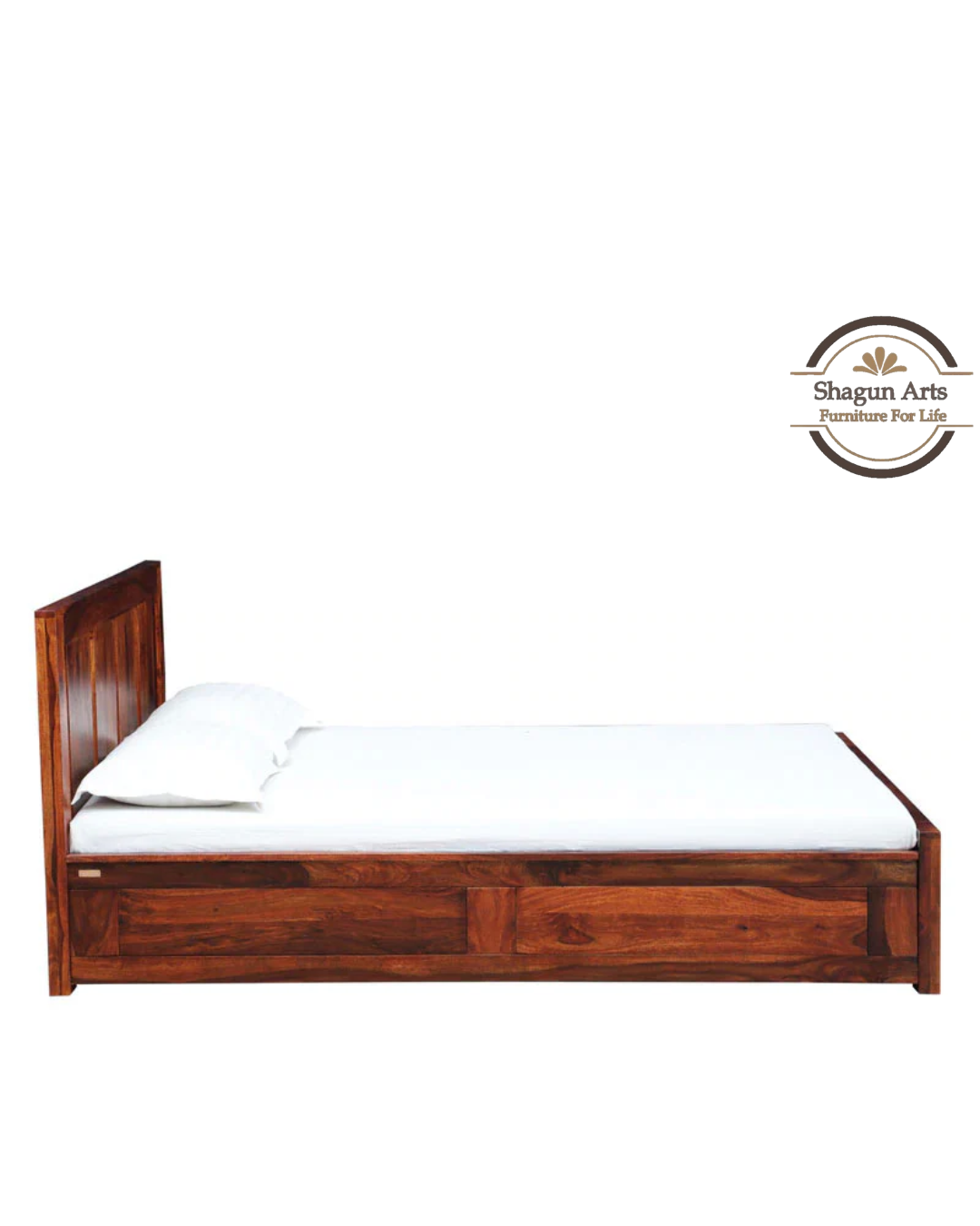 Denzel  Solid Wood King Size Bed with Storage in Honey Oak Finish