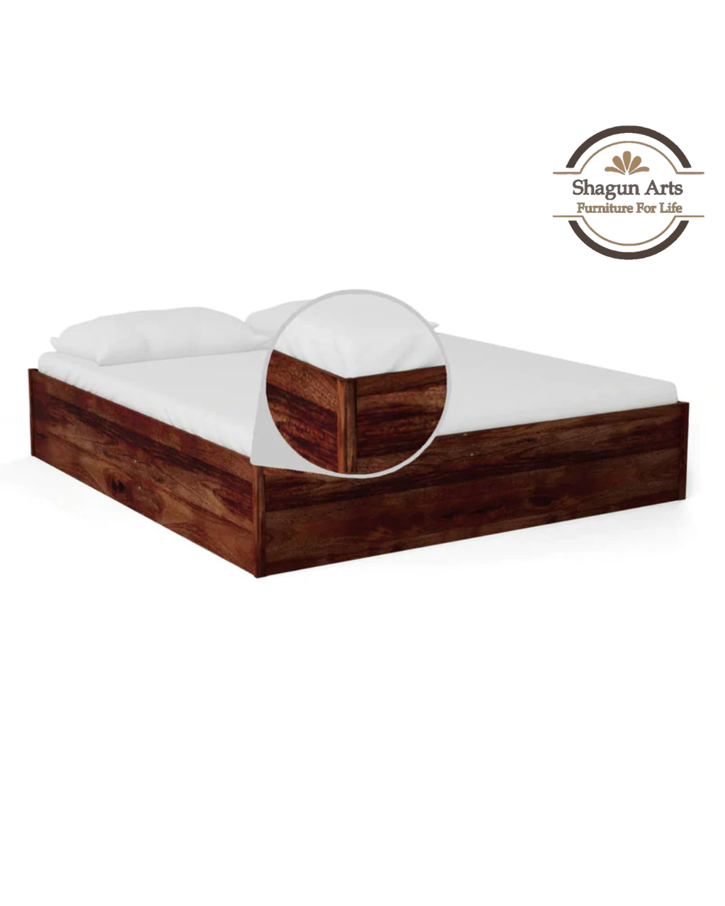 Solid Wood King Size Bed with Storage in Provincial Teak Finish