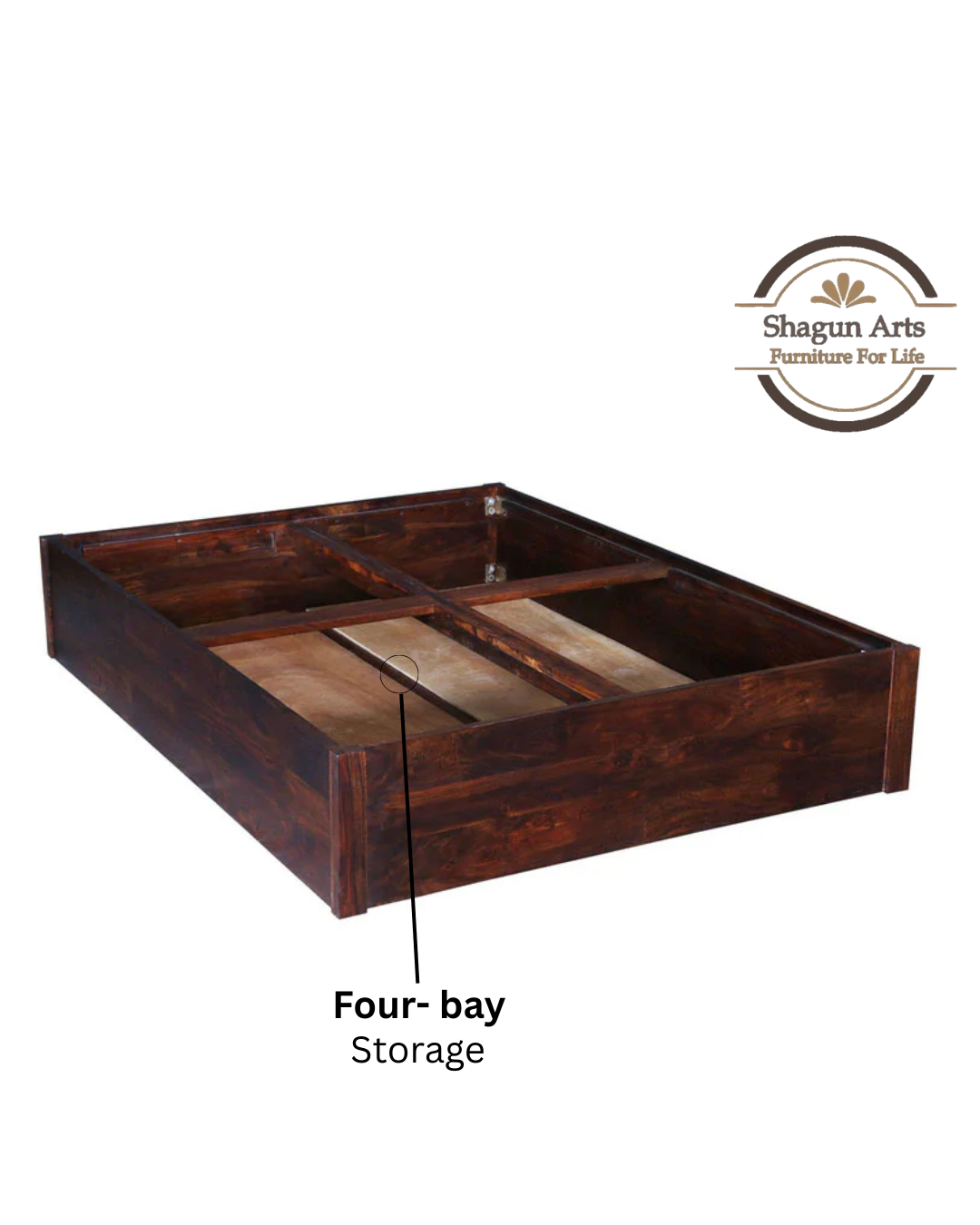 Solid Wood King Size Bed with Storage in Provincial Teak Finish