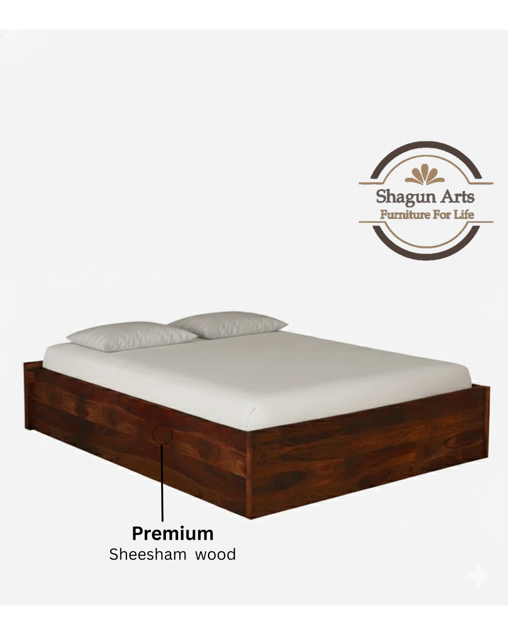 Solid Wood King Size Bed with Storage in Provincial Teak Finish