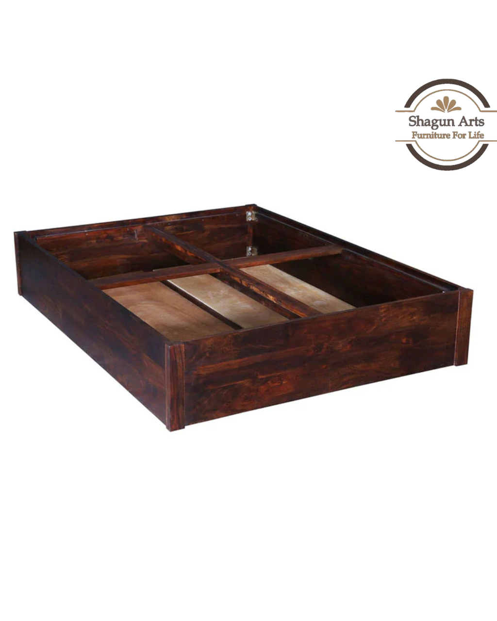 Solid Wood King Size Bed with Storage in Provincial Teak Finish