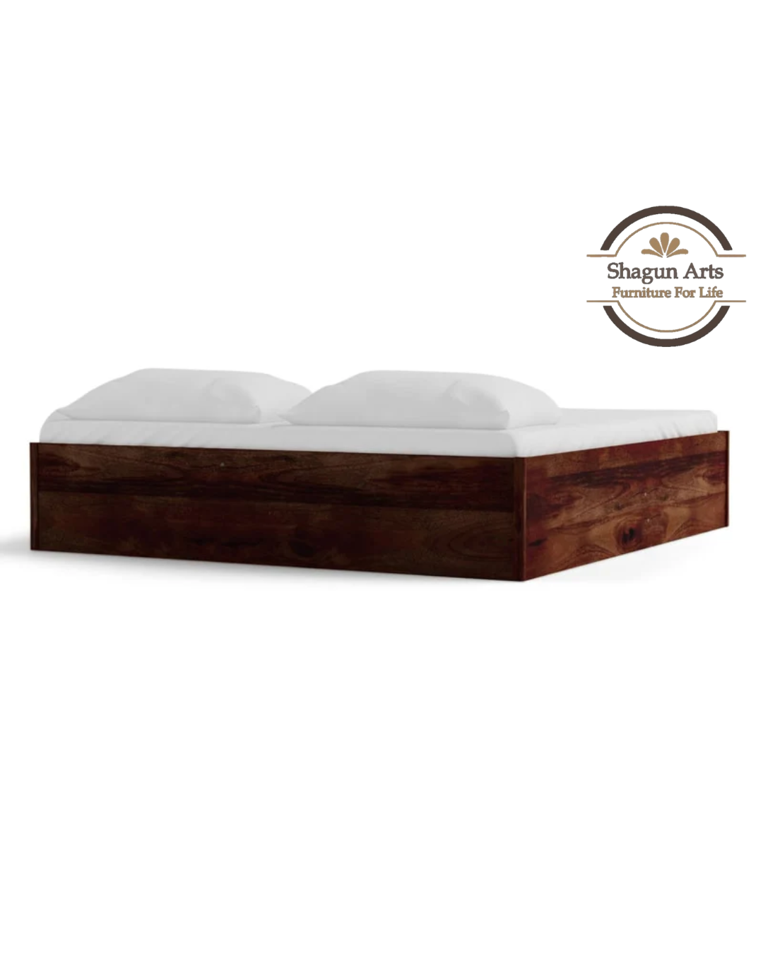 Solid Wood King Size Bed with Storage in Provincial Teak Finish