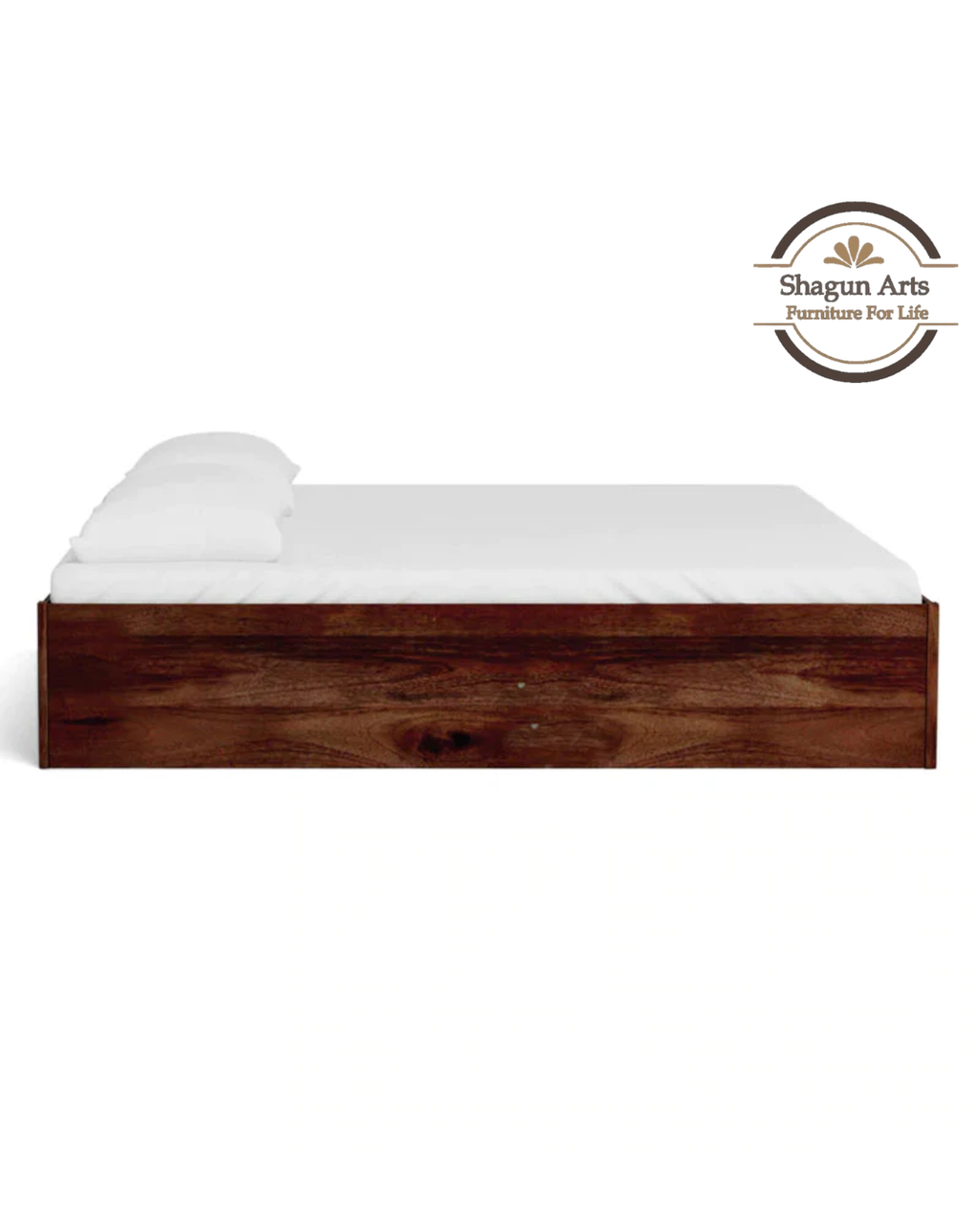 Solid Wood King Size Bed with Storage in Provincial Teak Finish