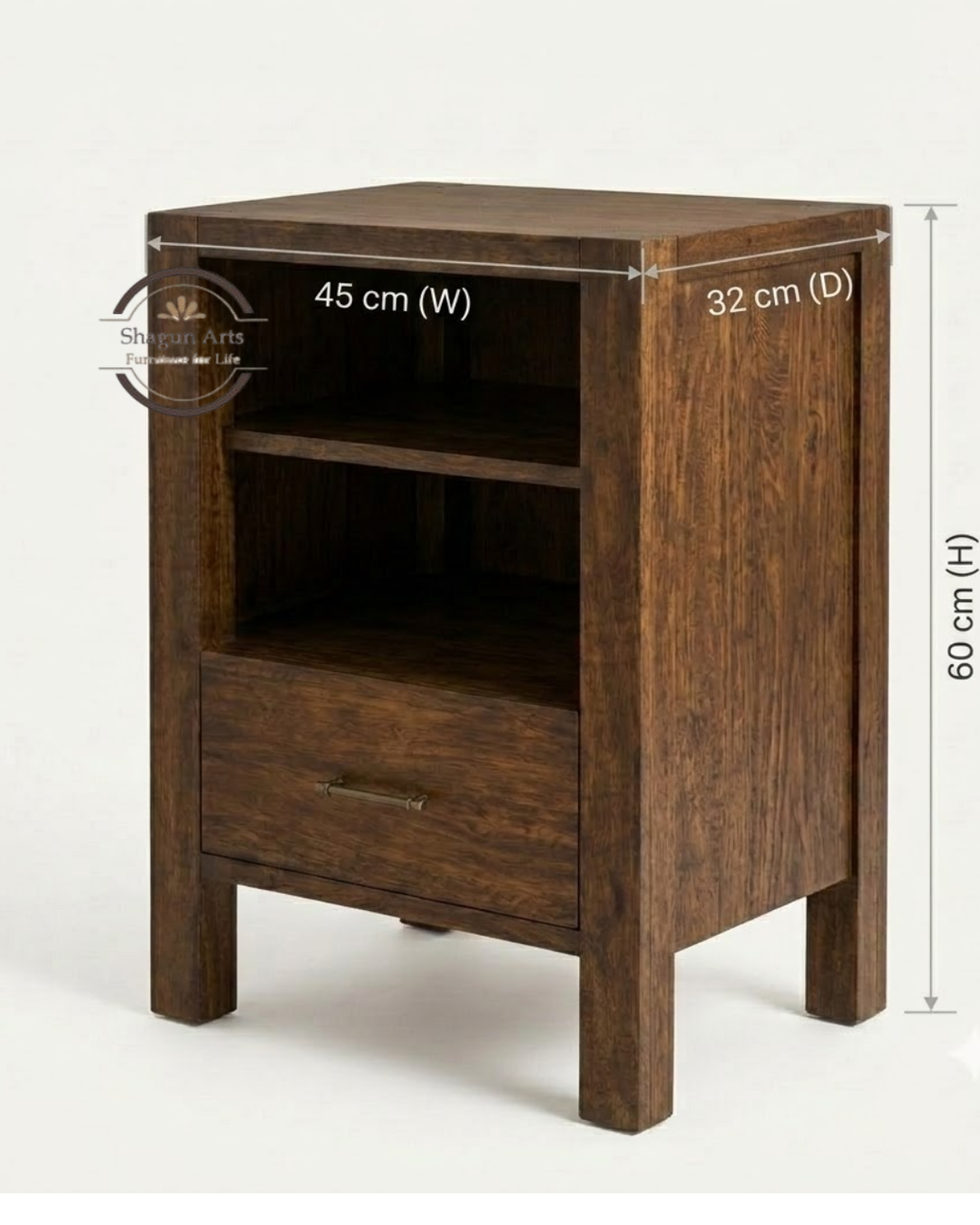 Vayaka Solid Sheesham Wood Cabinet In Honey Oak Finish