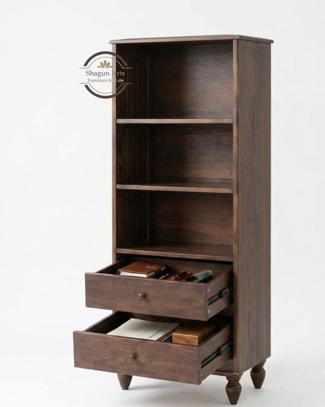 Homer Solid Sheesham Wood 6-Tier Bookshelf In Honey Oak Finish
