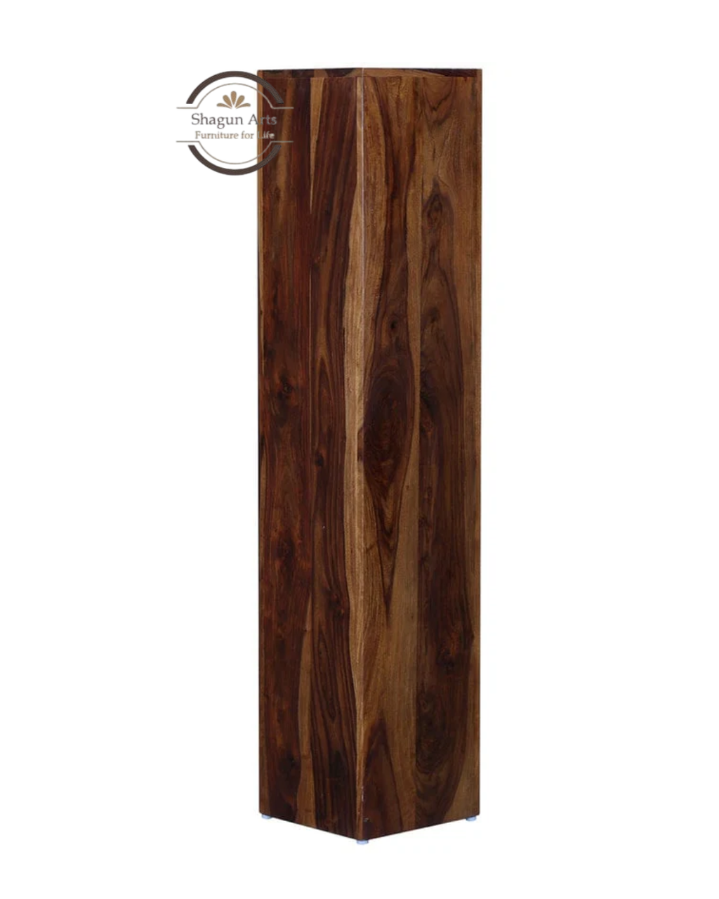 Anderson Solid Sheesham Wood 4-Tier Corner Bookshelf in Provincial Teak Finish