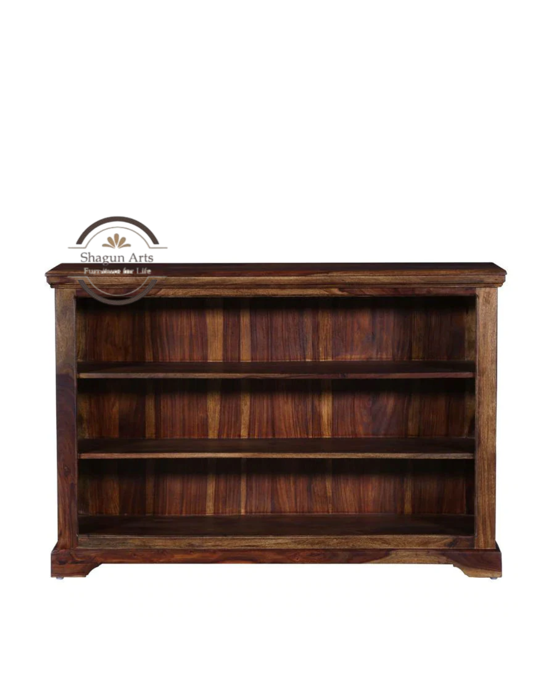 Fanny Solid Sheesham Wood 3-Tier Bookshelf in Provincial Teak Finish