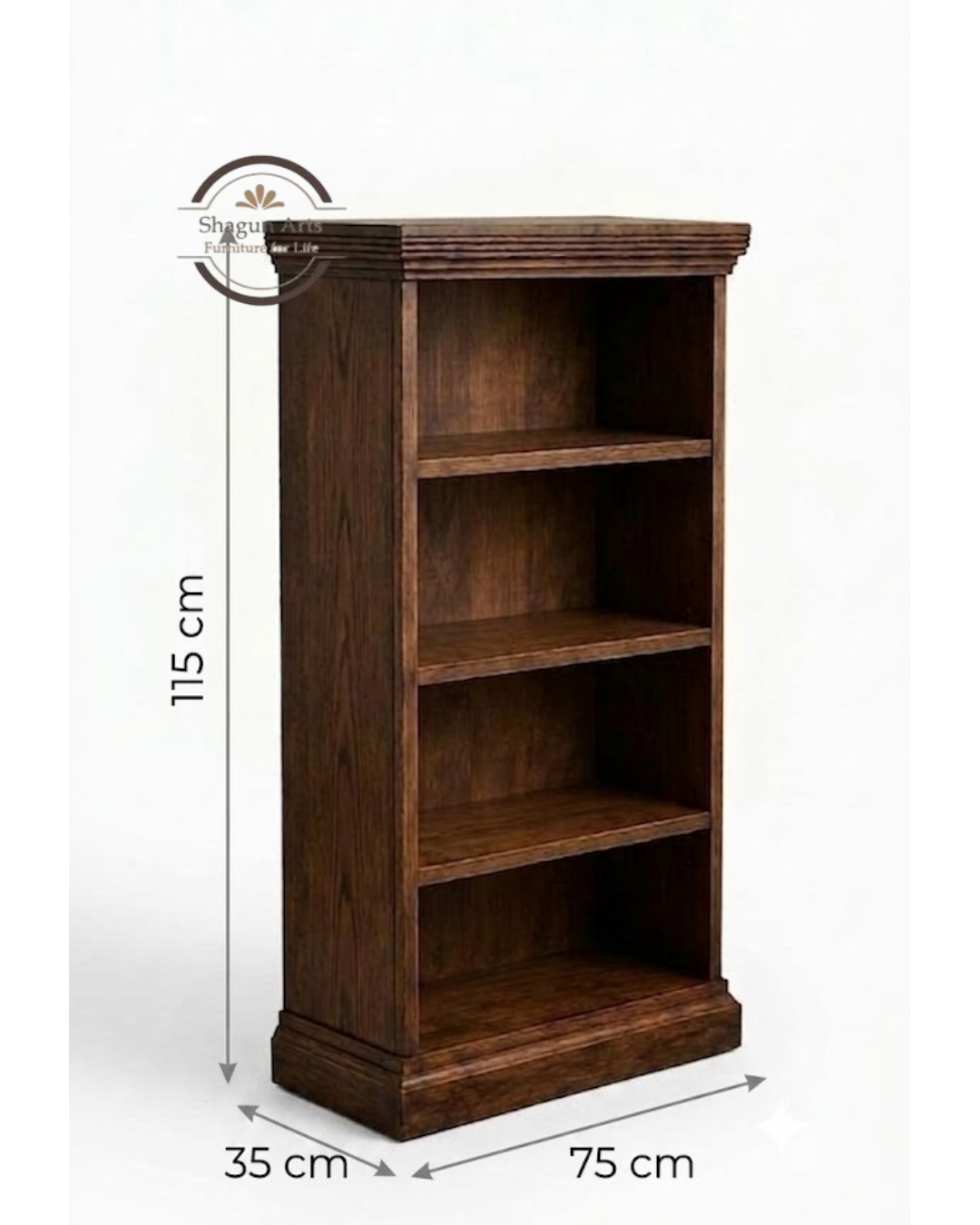 Louis Solid Sheesham Wood 5-tier Book Shelf In Natural Brown Finish
