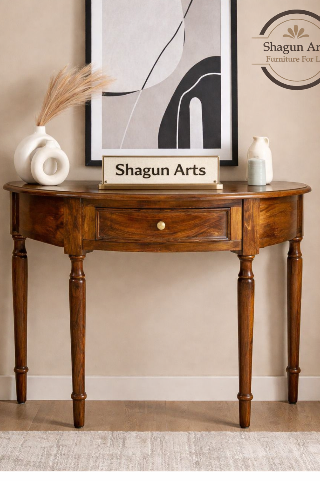 Solid Wood Console Table with Drawer for Entryway