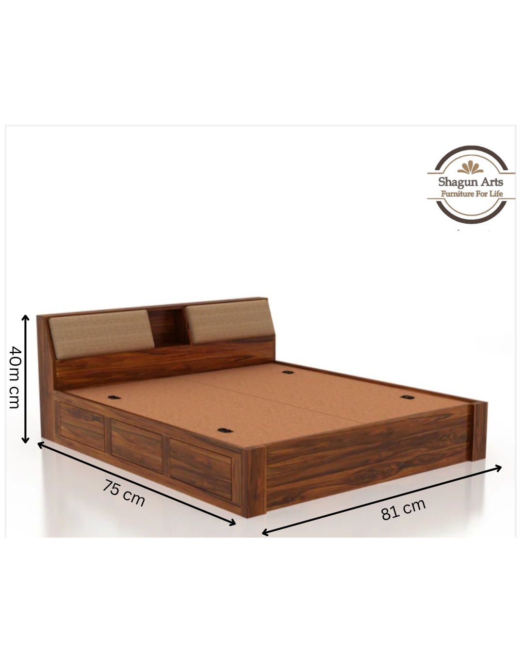 Laken Solid Sheesham Wood King Size Bed in Honey Oak Finish