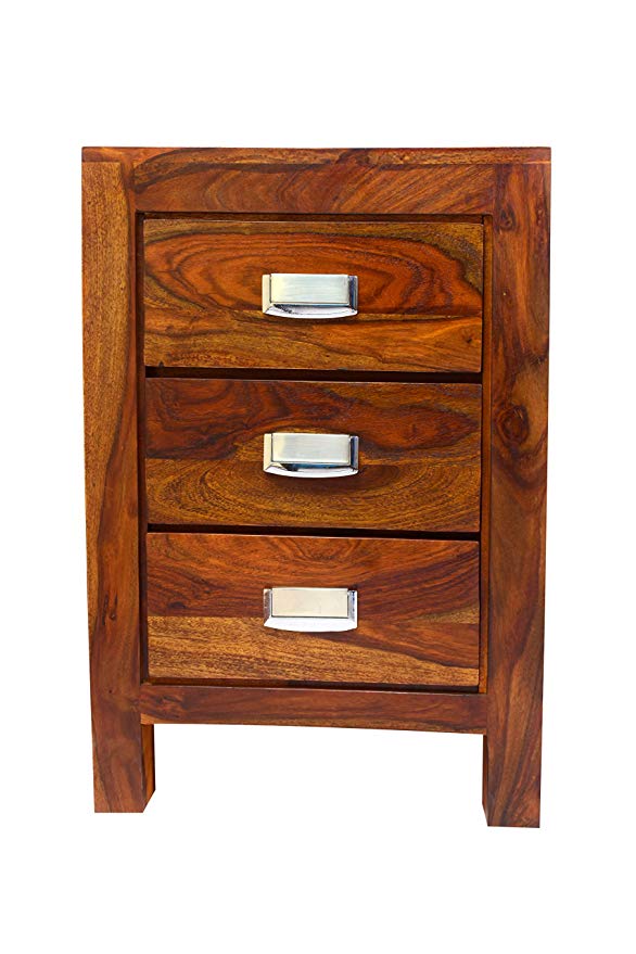 Swirl Bed Table with 3 Drawer for Living Room