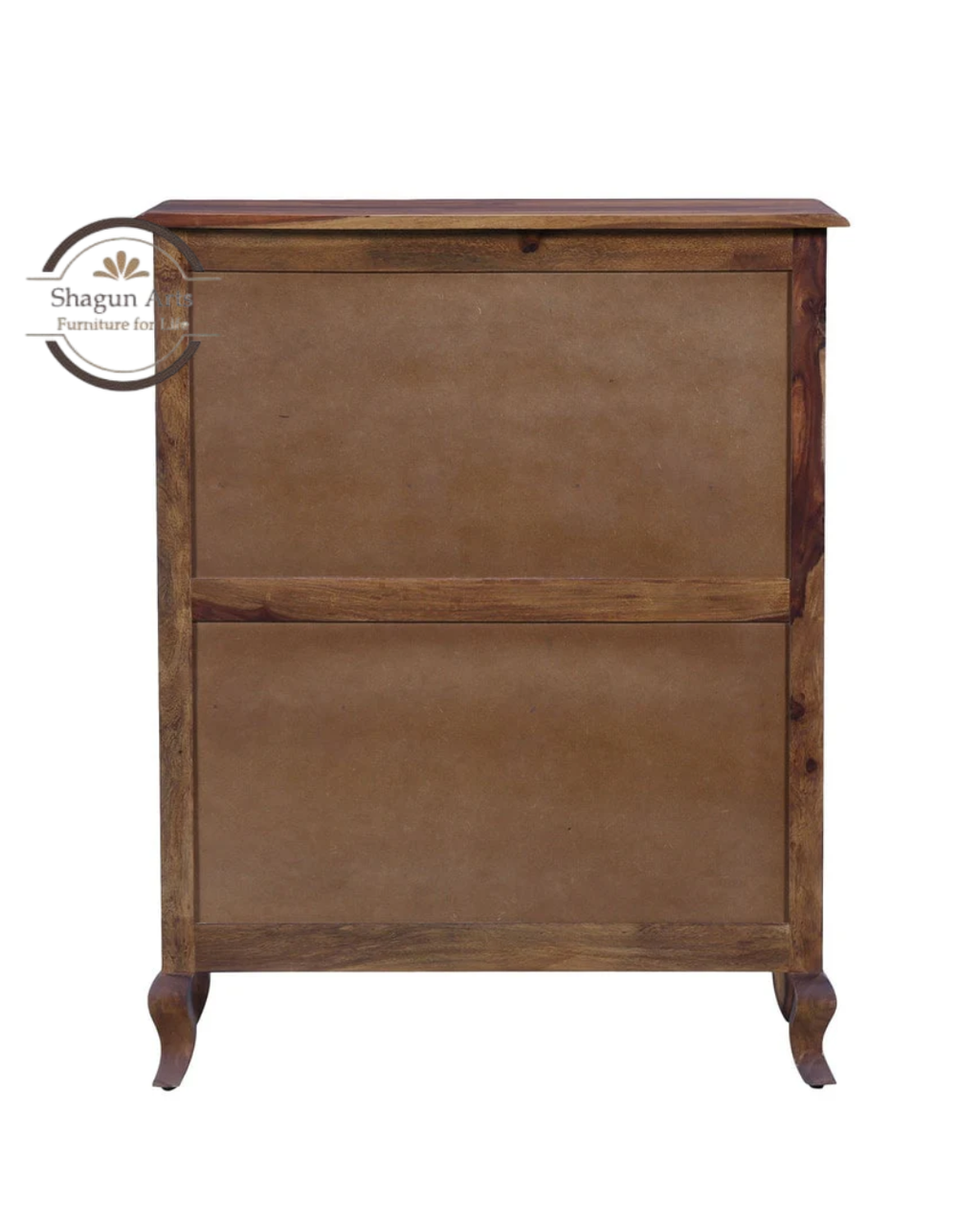 Osias Solid Sheesham Wood Bookshelf with Curved Legs In Provencial Teak Finish
