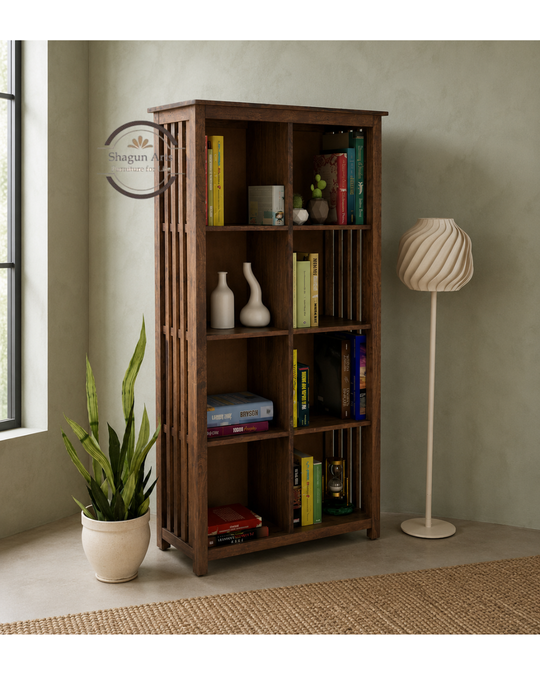 Osias Solid Wood Book Shelf in Honey Oak Finish