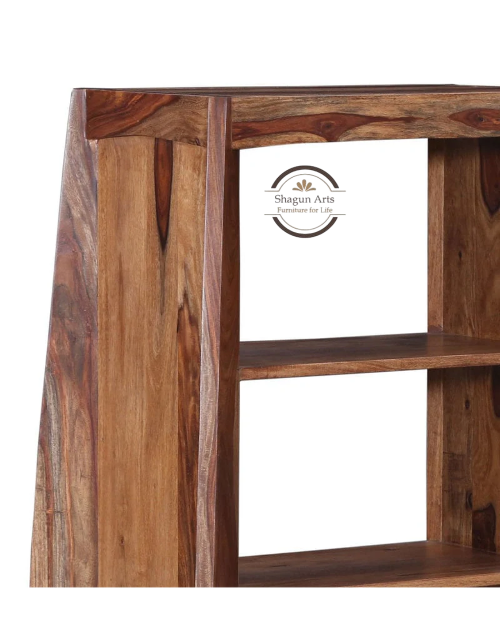 Crossroads Sheesham Wood Bookshelf with Multi-Level Open Storage In Warm Walnut Finish
