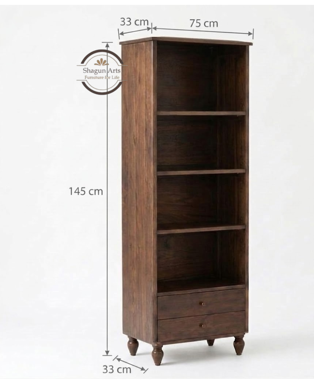Homer Solid Sheesham Wood 6-Tier Bookshelf In Honey Oak Finish