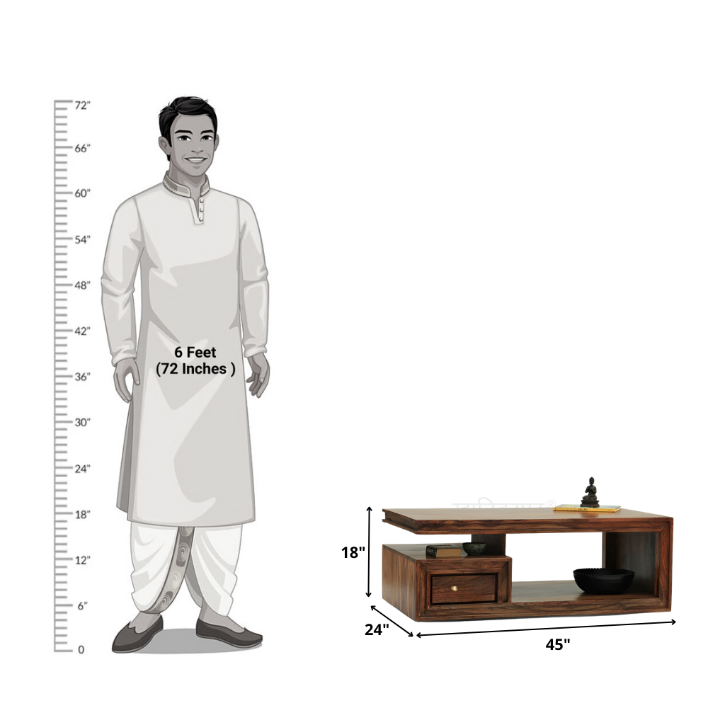 Cedric Solid Sheesham Wood Coffee Table
