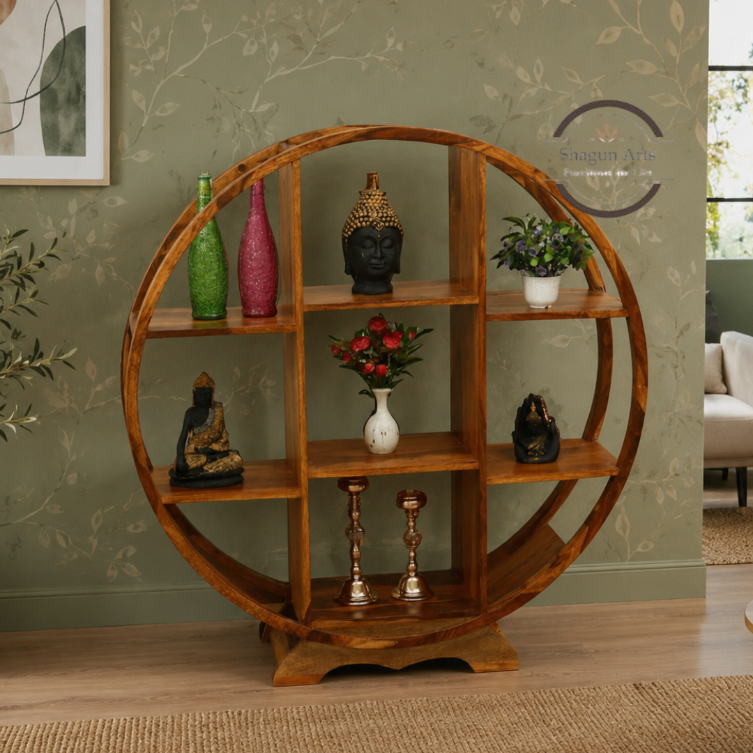 Fintan Solid Wood Circular Display Shelf