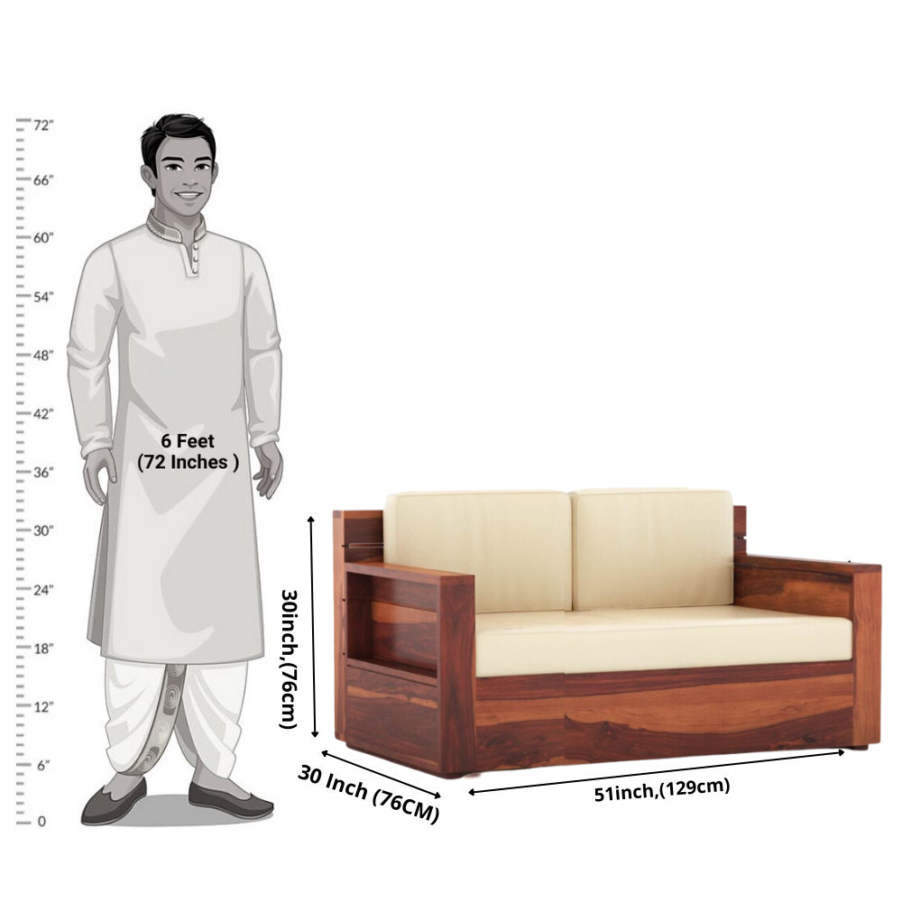Sloane Solid Sheesham Wood 2 Seater Sofa