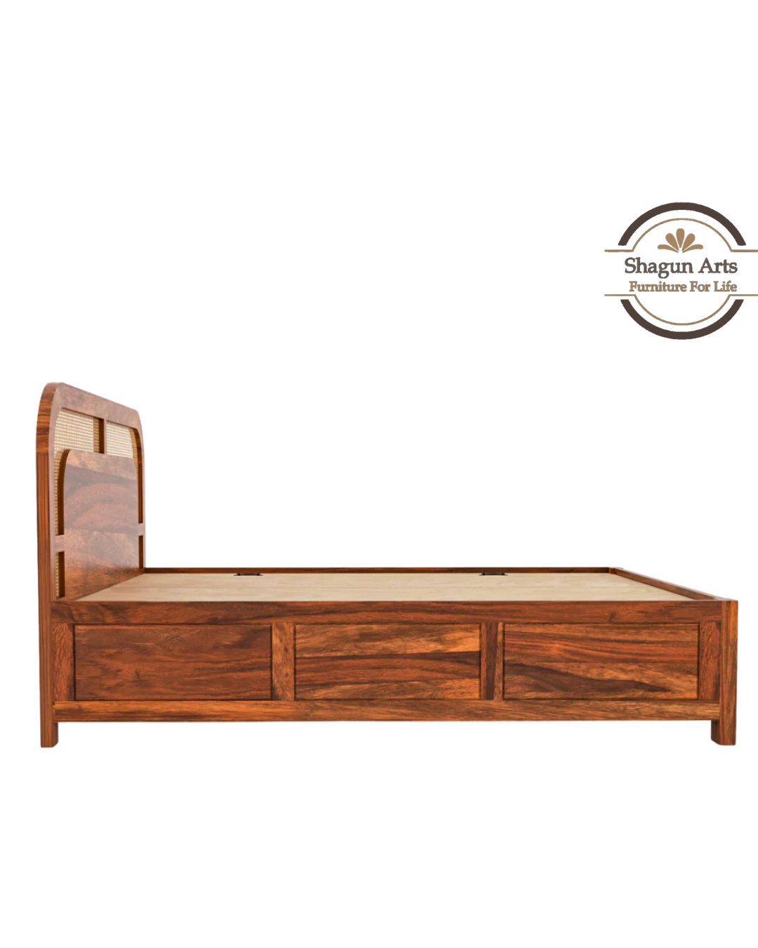 Brixton Solid Sheesham Wood King Size Bed in Honey Oak Finish