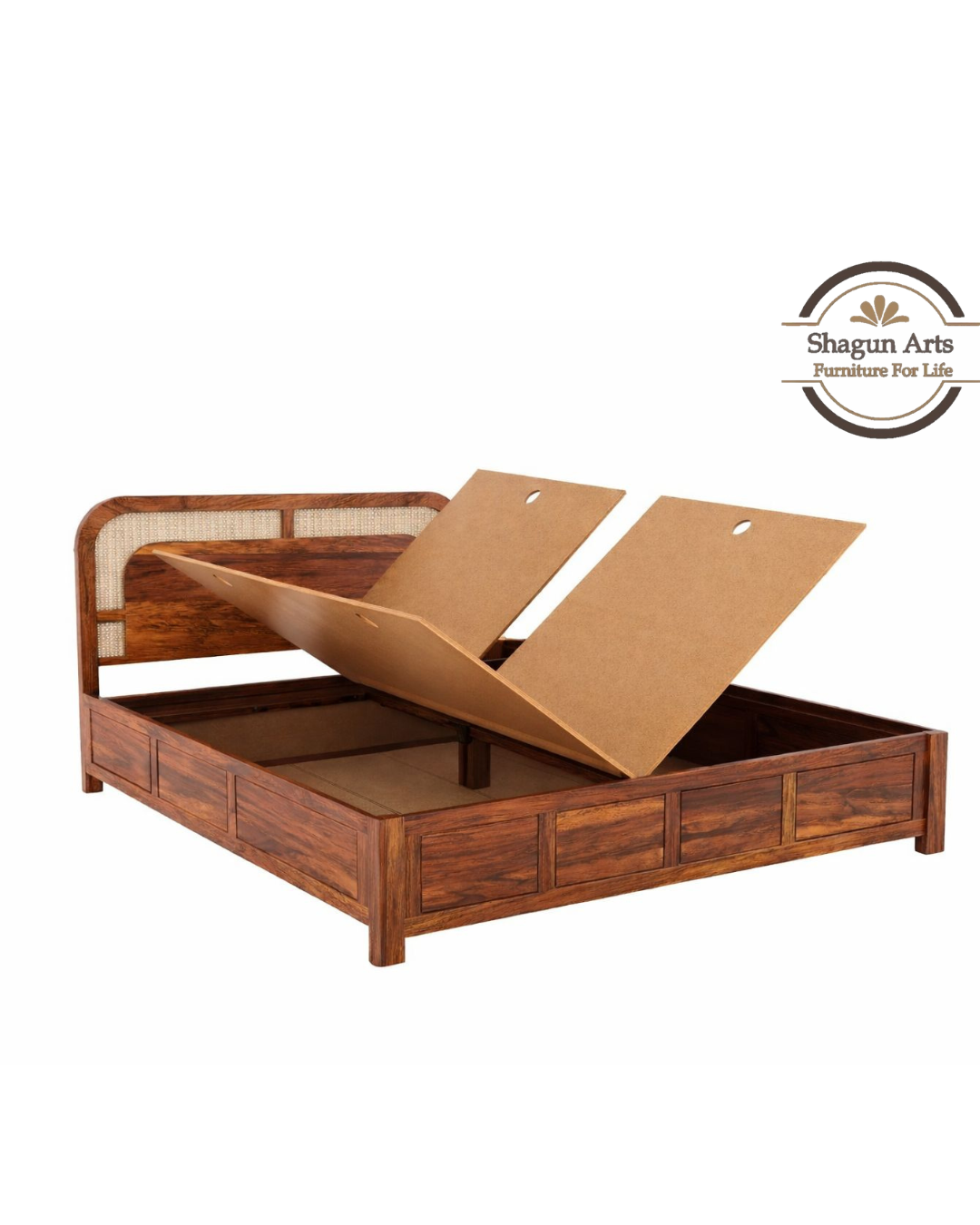 Brixton Solid Sheesham Wood King Size Bed in Honey Oak Finish