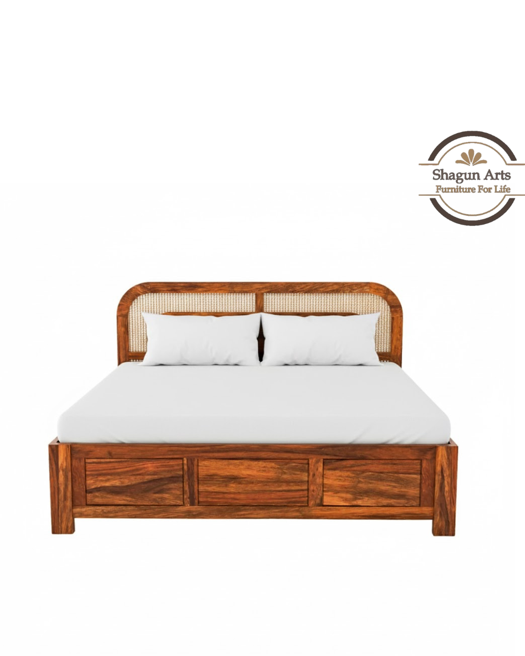 Brixton Solid Sheesham Wood King Size Bed in Honey Oak Finish