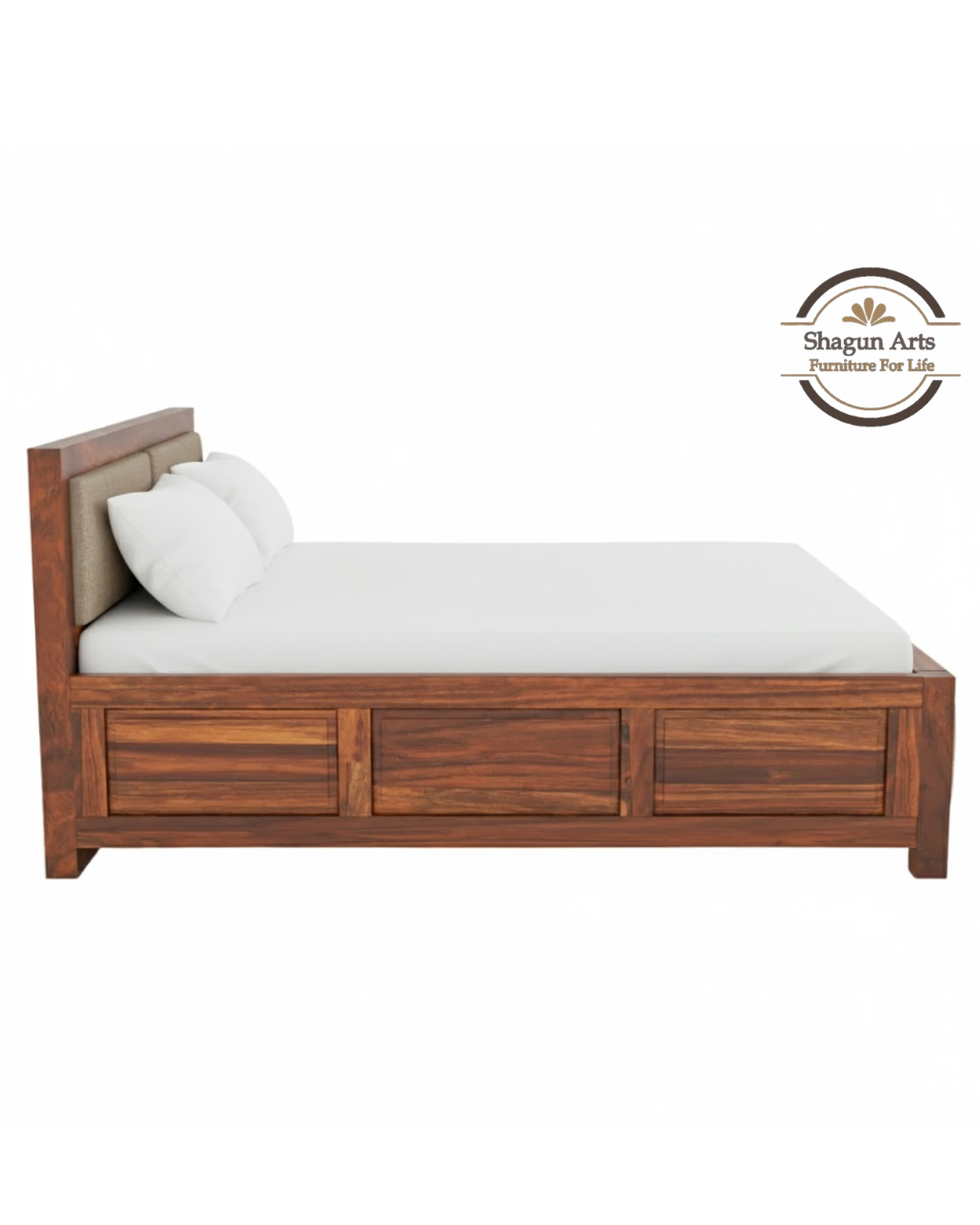 Elowen Solid Sheesham Wood King Size Bed in Walnut Finish