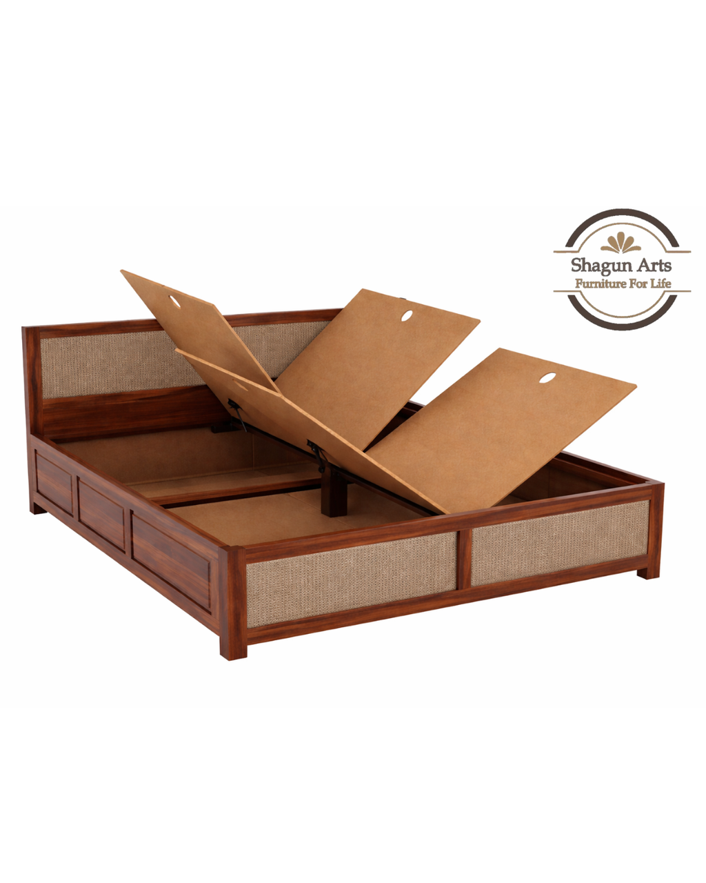 Elowen Solid Sheesham Wood King Size Bed in Walnut Finish