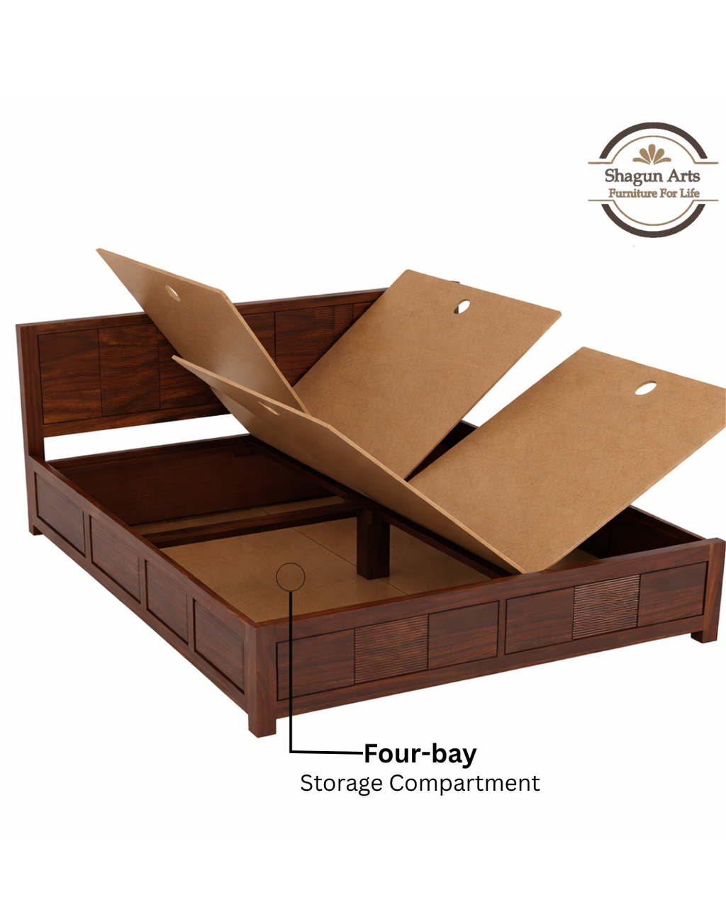 Kinsley Solid Sheesham Wood King Size Bed in Natural Finish