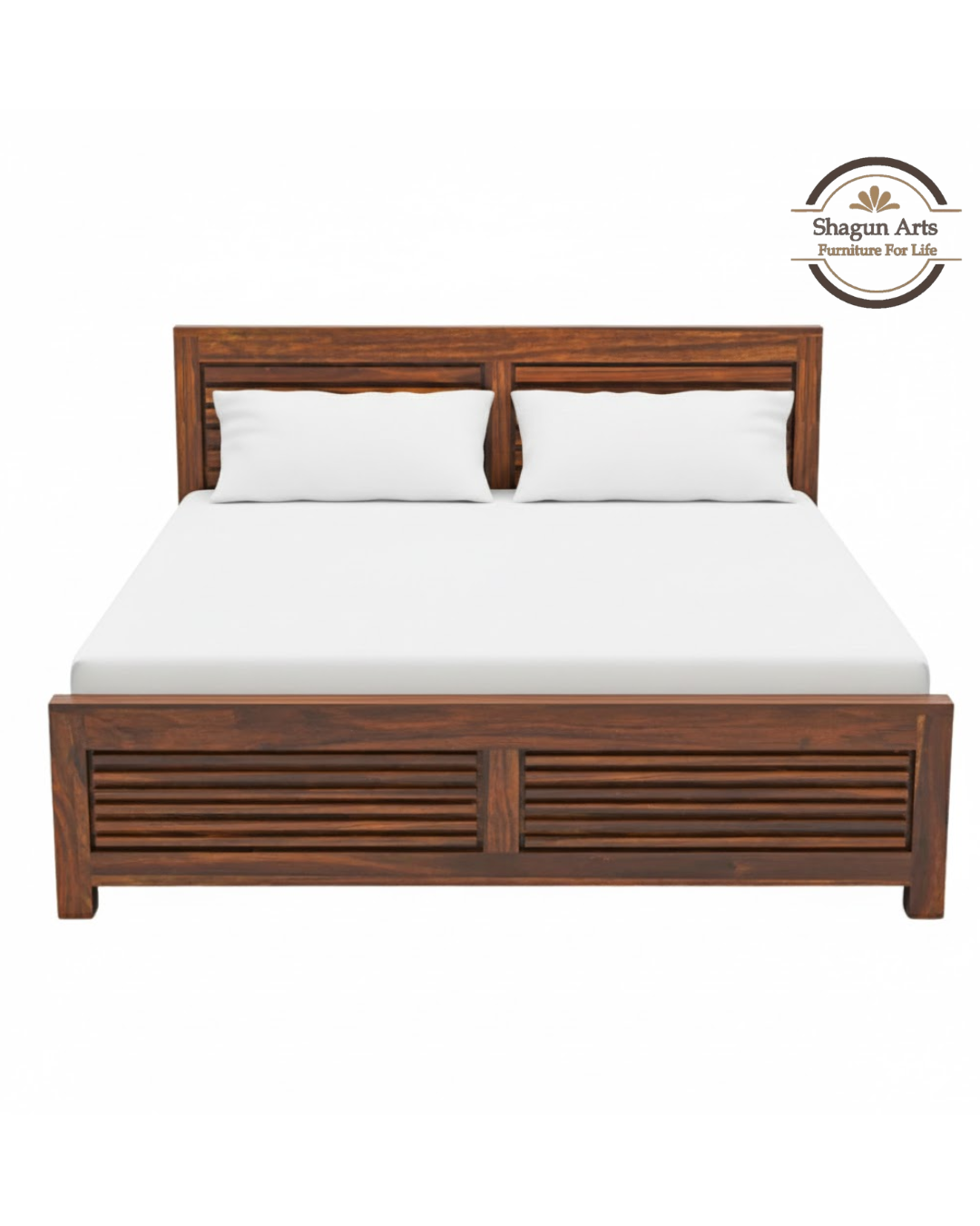 Jaxon Solid Sheesham Wood King Size Bed in Walnut Finish