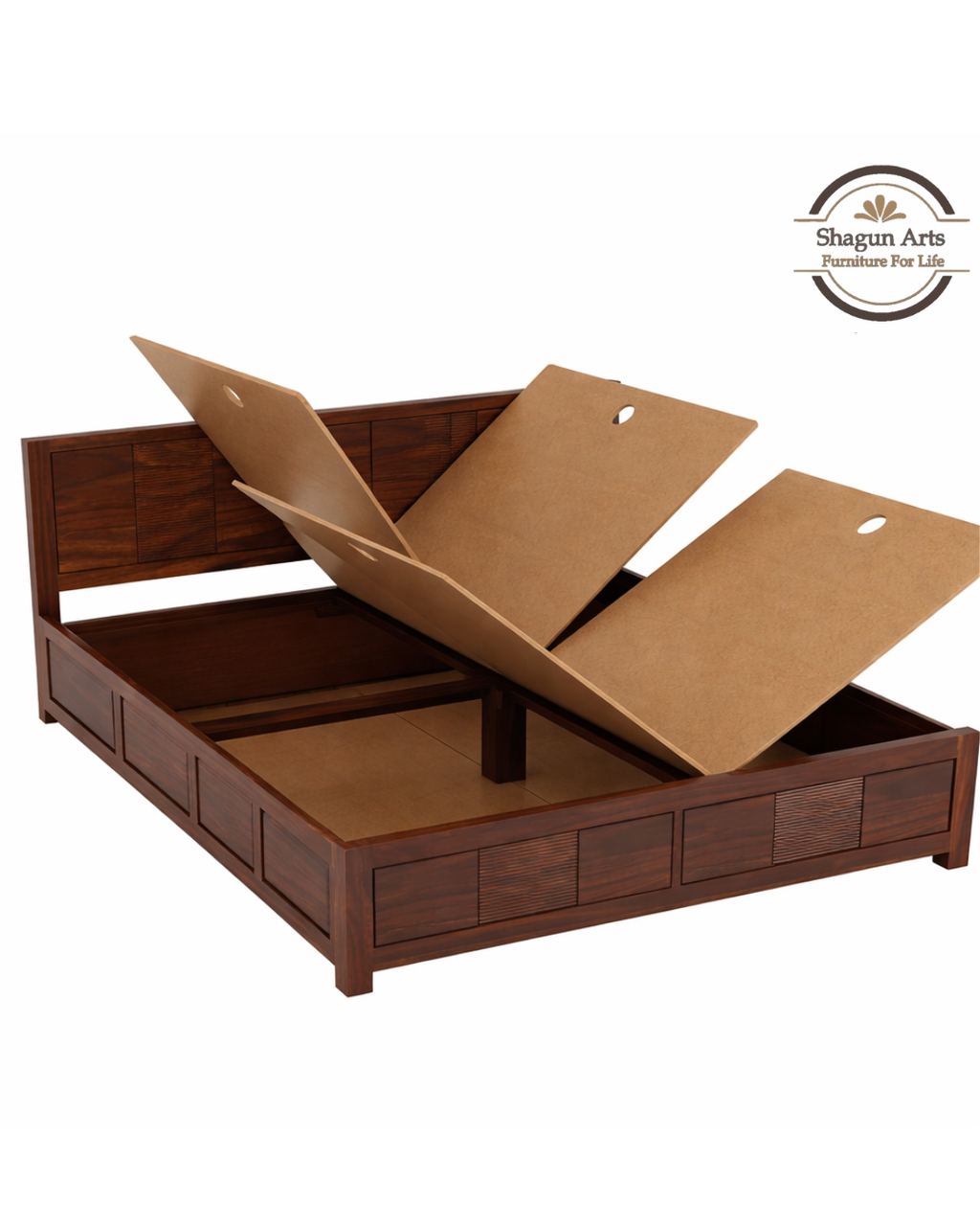 Kinsley Solid Sheesham Wood King Size Bed in Natural Finish