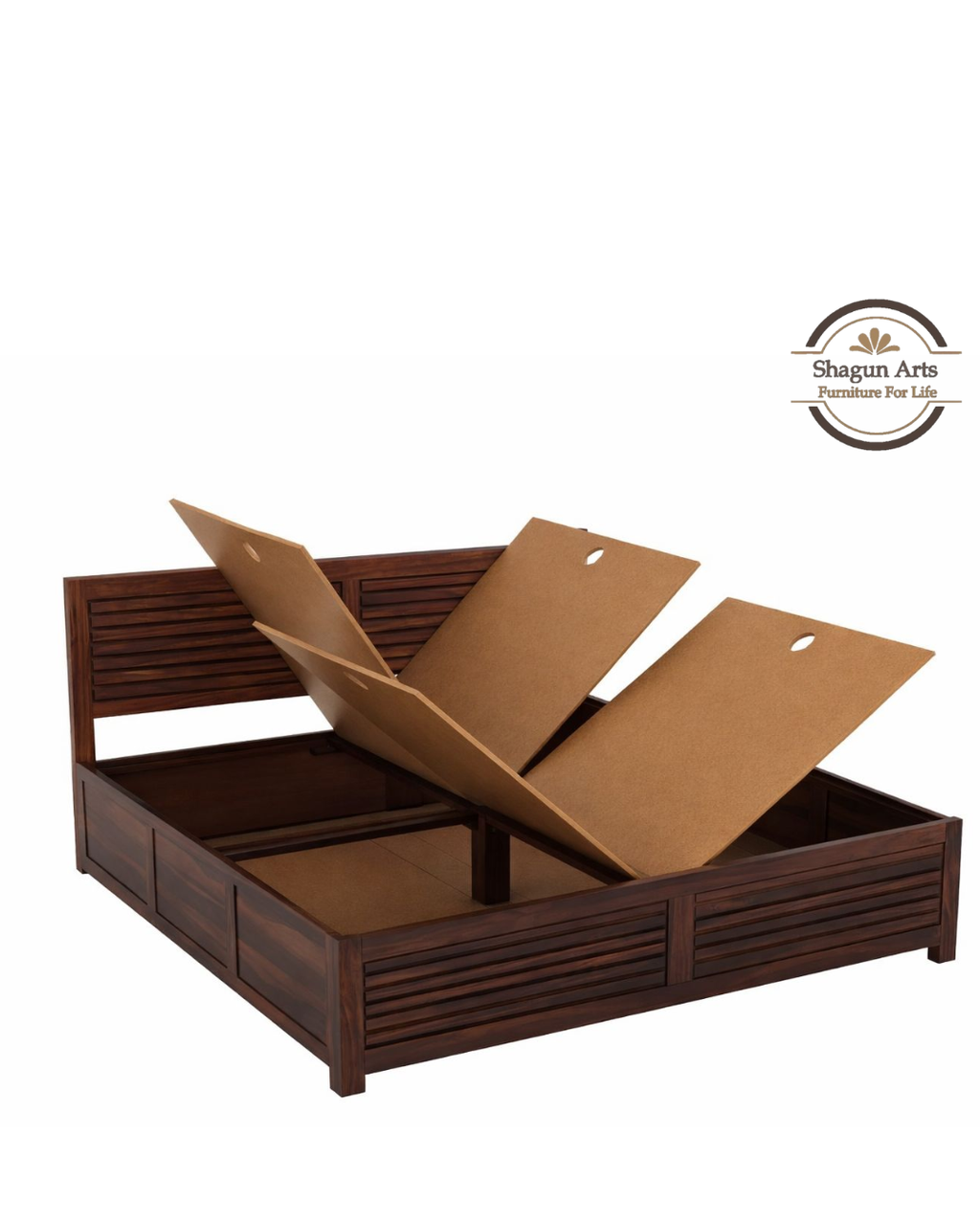 Jaxon Solid Sheesham Wood King Size Bed in Walnut Finish