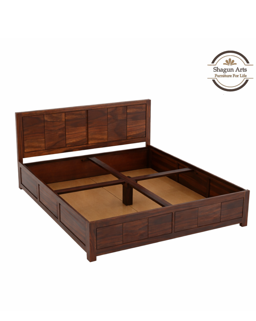 Kinsley Solid Sheesham Wood King Size Bed in Natural Finish