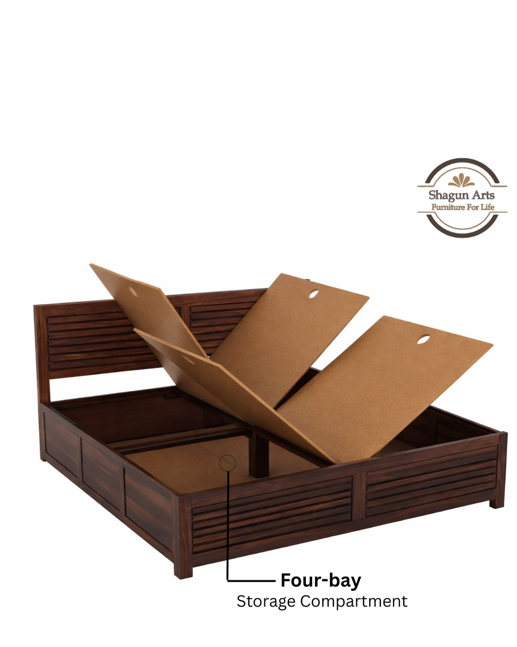 Jaxon Solid Sheesham Wood King Size Bed in Walnut Finish