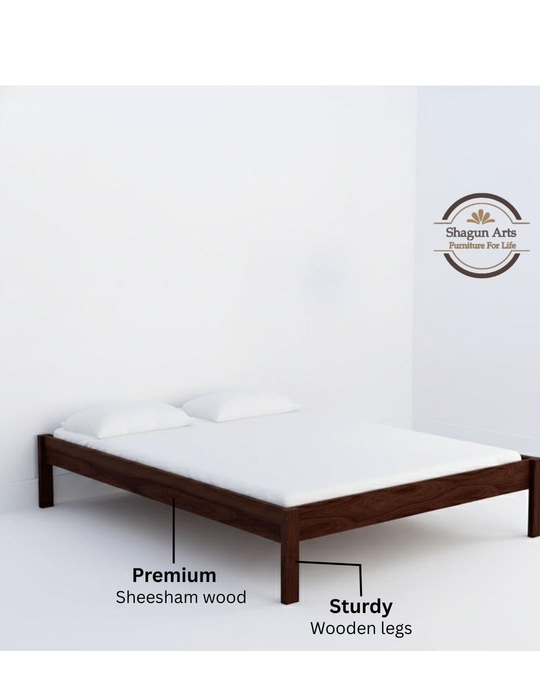 Upholstered Solid Wood Queen Size Bed in Provincial Teak Finish